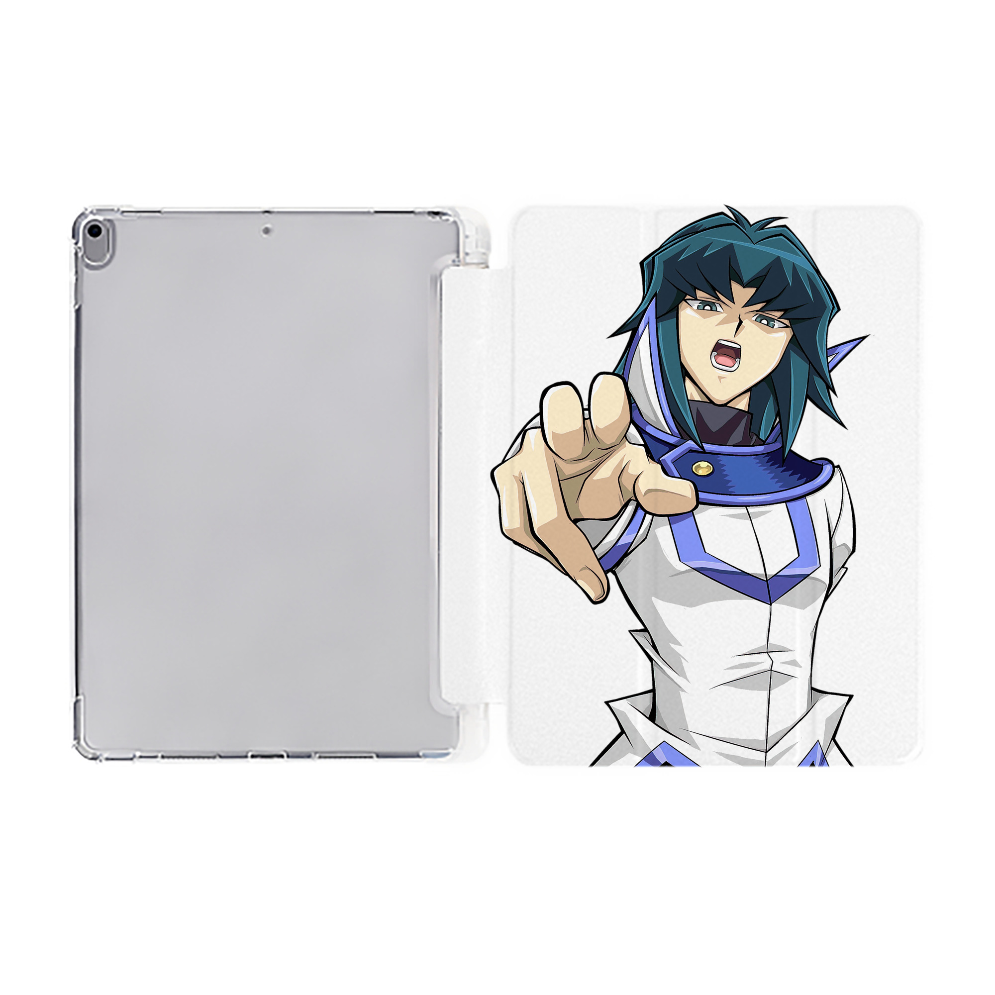 （画像用） 遊☆戯☆王 Yu-Gi-Oh! IPad ケース ペン収納付き 三つ折りスタンド PUレザー×シリコン 対応機種9.5/10.5/10.9インチ